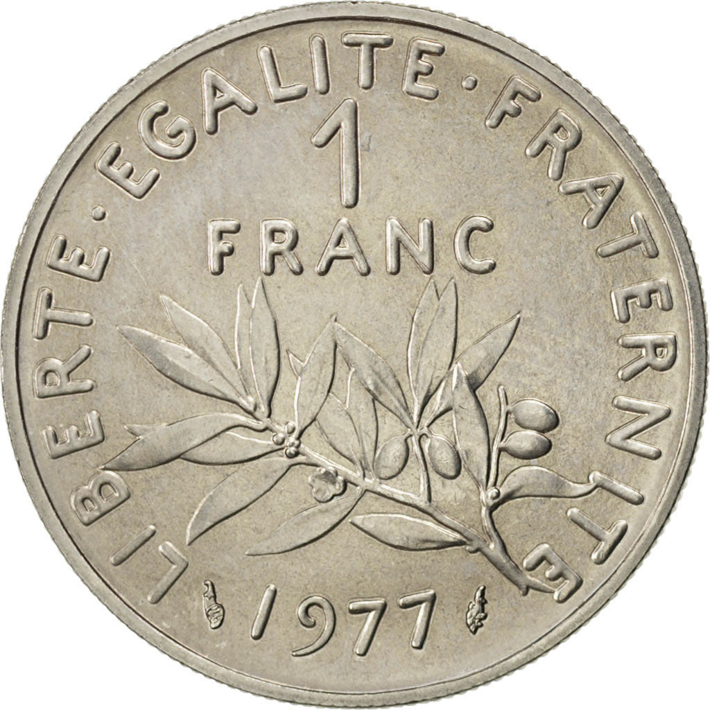 FRANCE, Semeuse, Franc, 1977, Paris, KM #925.1, MS(63), Nickel, 24, Gadoury...