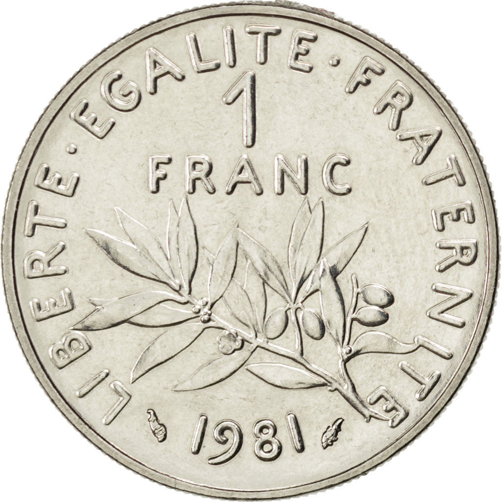 FRANCE, Semeuse, Franc, 1981, Paris, KM #925.1, MS(63), Nickel, 24, Gadoury...