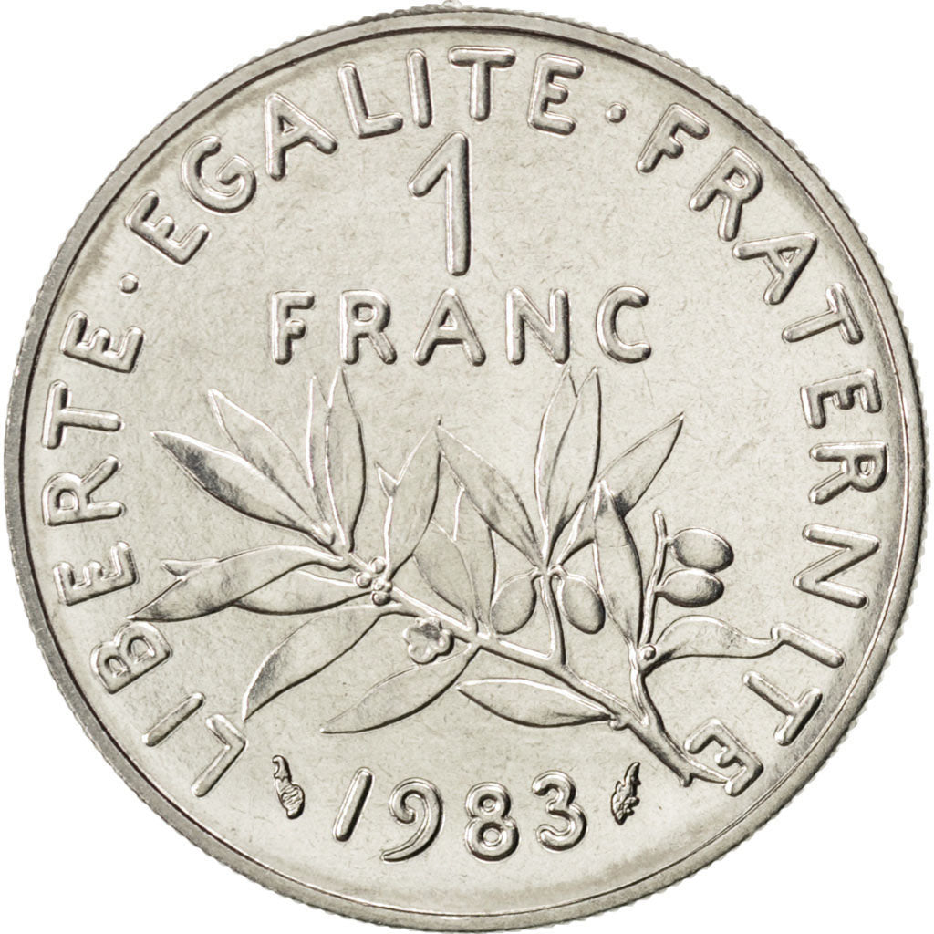 FRANCE, Semeuse, Franc, 1983, Paris, KM #925.1, MS(63), Nickel, 24, Gadoury...