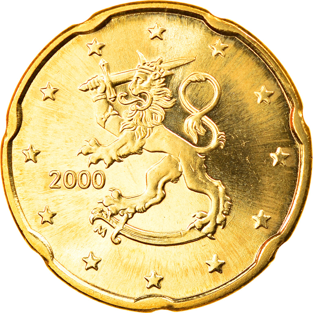 Finland, 20 Euro Cent, 2000, Vantaa, MS(65-70), Brass, KM:102