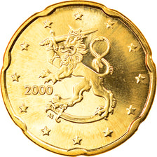 Finland, 20 Euro Cent, 2000, Vantaa, MS(65-70), Brass, KM:102