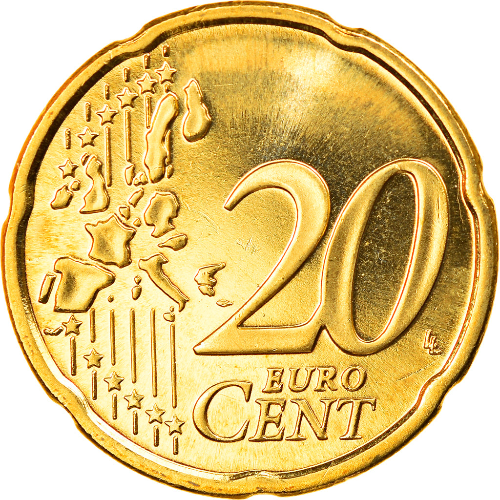 Finland, 20 Euro Cent, 2000, Vantaa, MS(65-70), Brass, KM:102