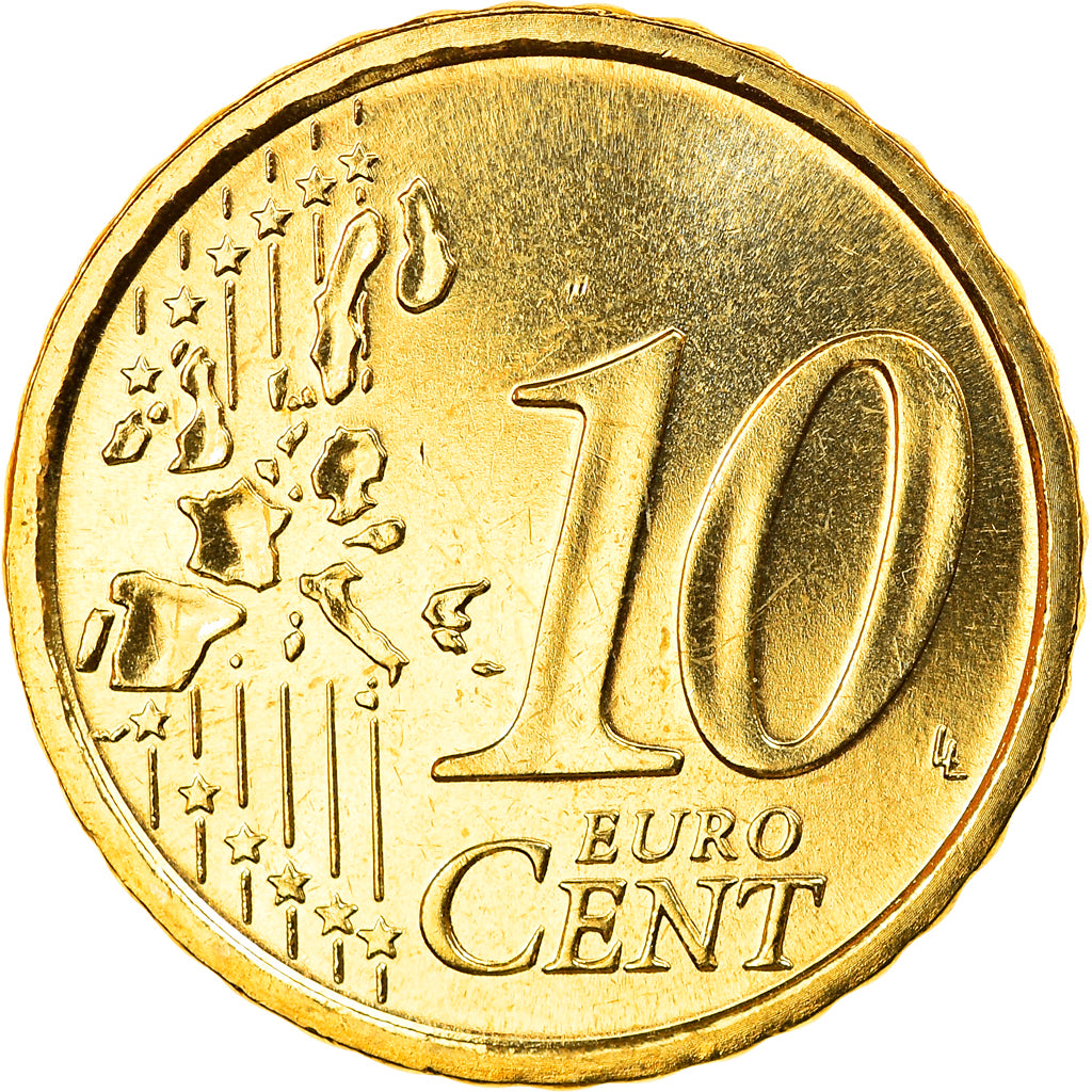 Italy, 10 Euro Cent, 2002, Rome, MS(65-70), Brass, KM:213