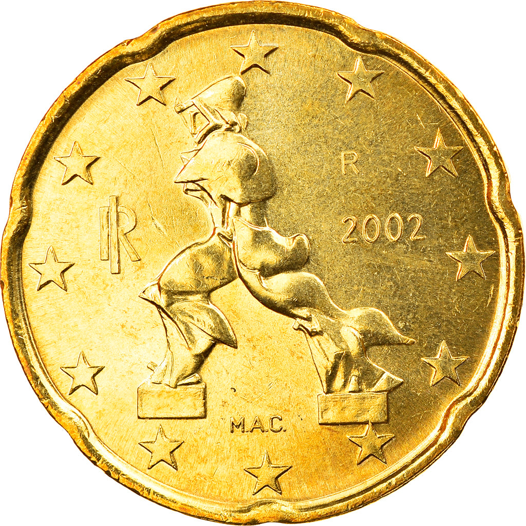 Italië, 20 Euro Cent, 2002, Rome, FDC, Tin, KM:214
