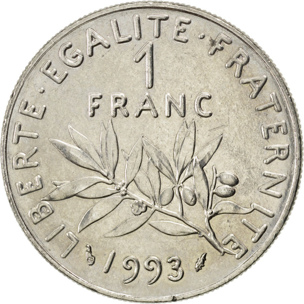 Münze, Frankreich, Semeuse, Franc, 1993, UNZ, Nickel, KM:925.1, Gadoury:474