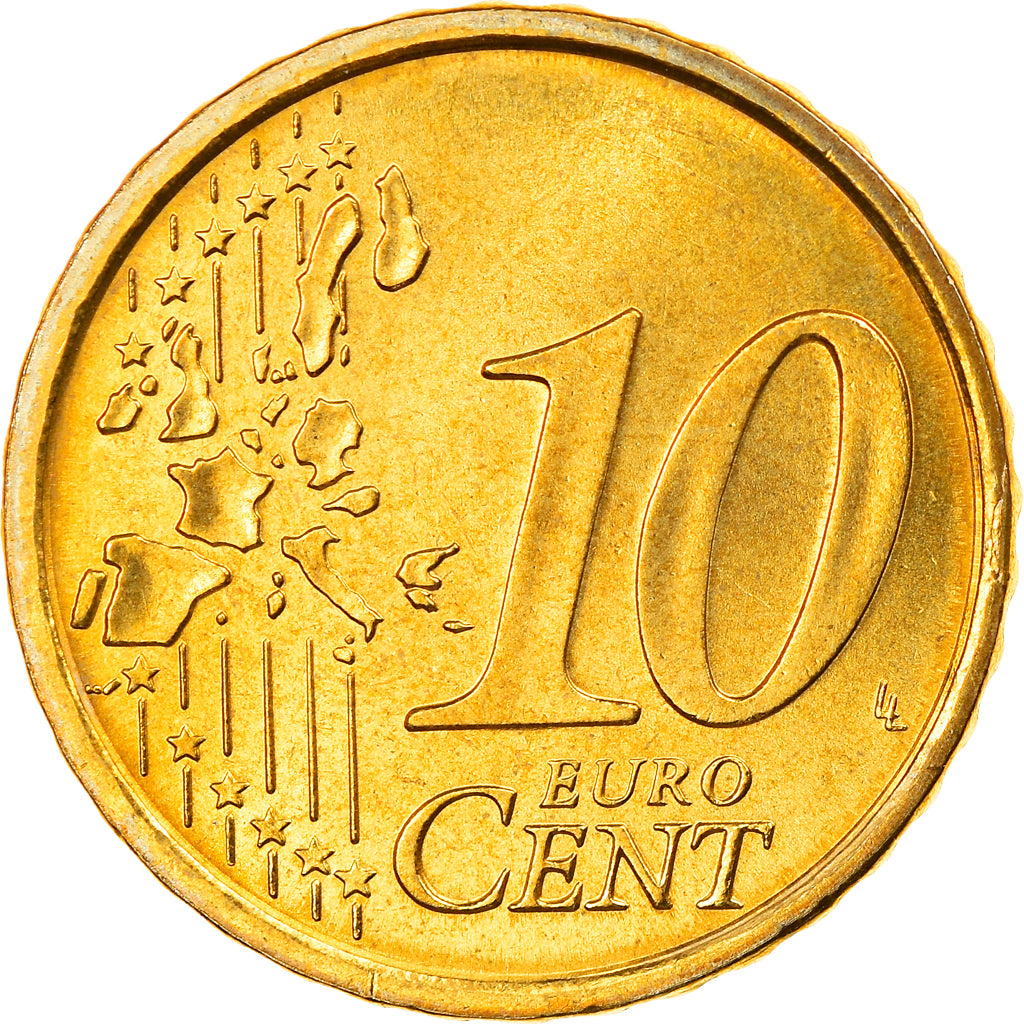 Italy, 10 Euro Cent, 2004, Rome, MS(65-70), Brass, KM:213