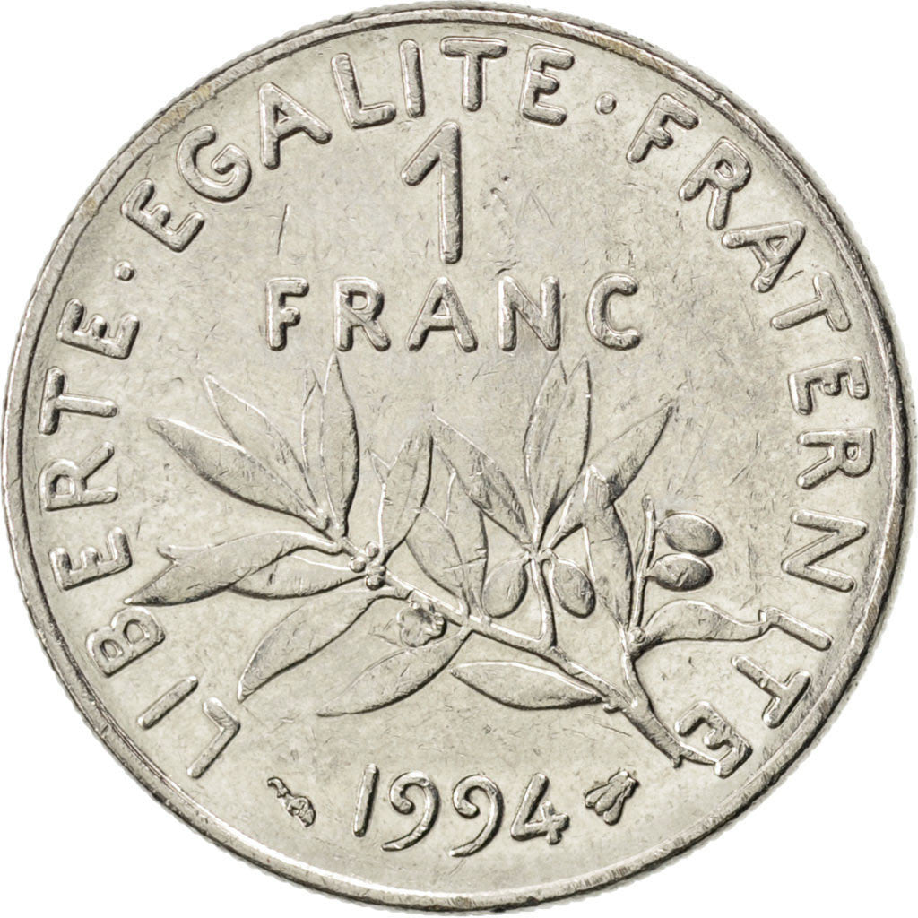 Coin, France, Semeuse, Franc, 1994, AU(55-58), Nickel, KM:925.1, Gadoury:474