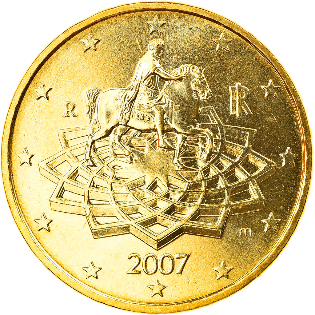 Italy, 50 Euro Cent, 2007, Rome, MS(65-70), Brass, KM:215