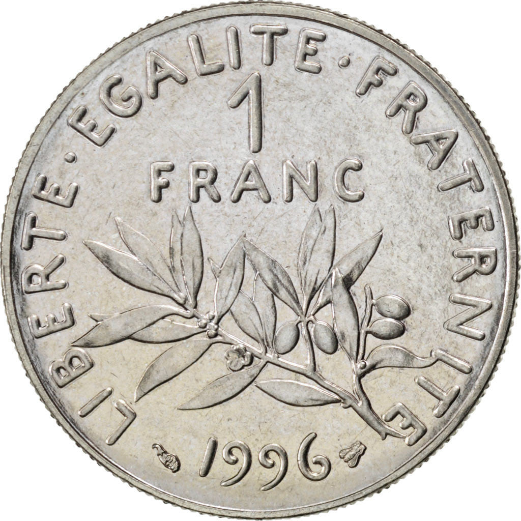 Moneta, Francja, Semeuse, Franc, 1996, MS(63), Nikiel, KM:925.1, Gadoury:474