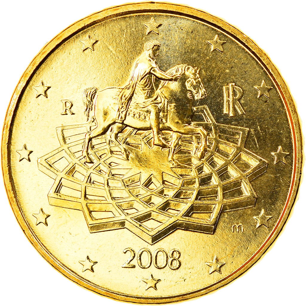 Italien, 50 Euro Cent, 2008, Rome, STGL, Messing, KM:249