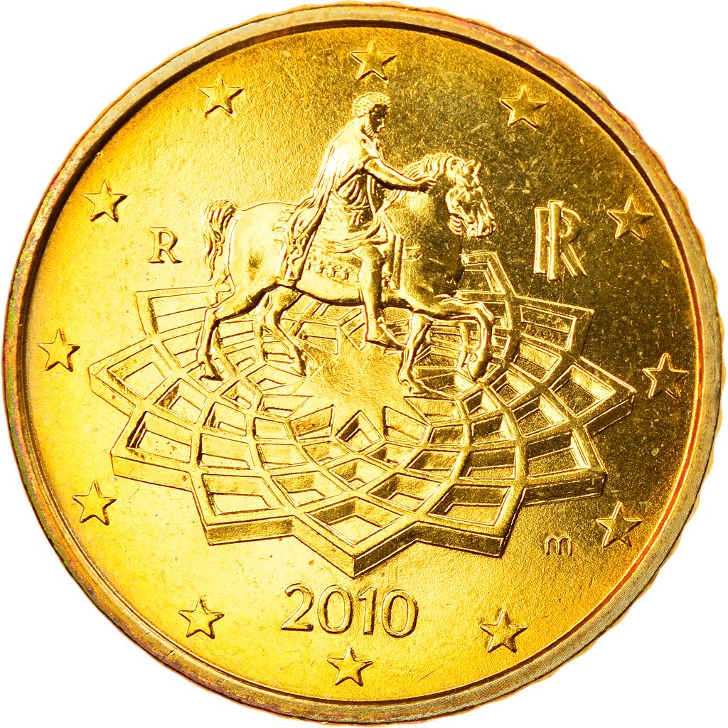 Italy, 50 Euro Cent, 2010, Rome, MS(65-70), Brass, KM:249