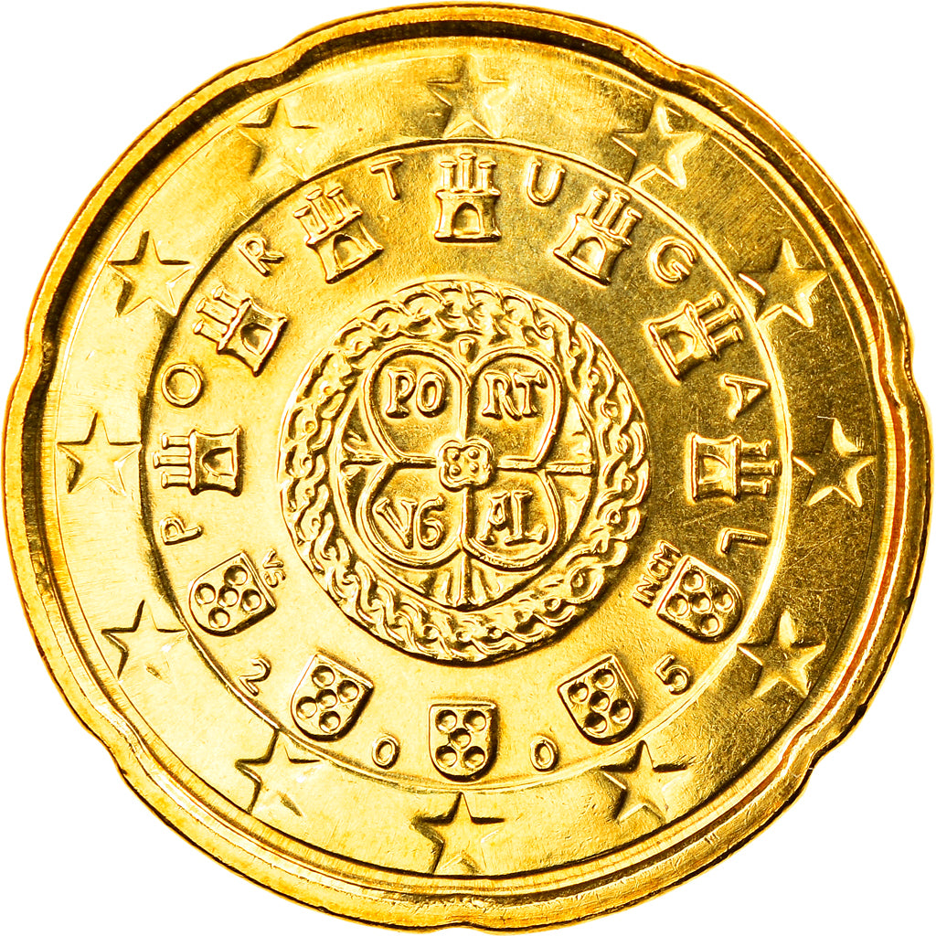 Portogallo, 20 Euro Cent, 2005, Lisbon, FDC, Ottone, KM:744