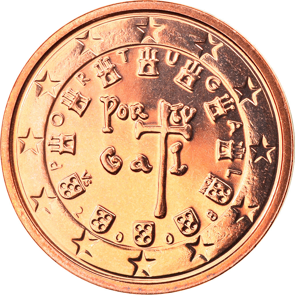 Portugal, 2 Euro Cent, 2008, Lisbon, MS(65-70), Aço Cromado a Cobre, KM:741