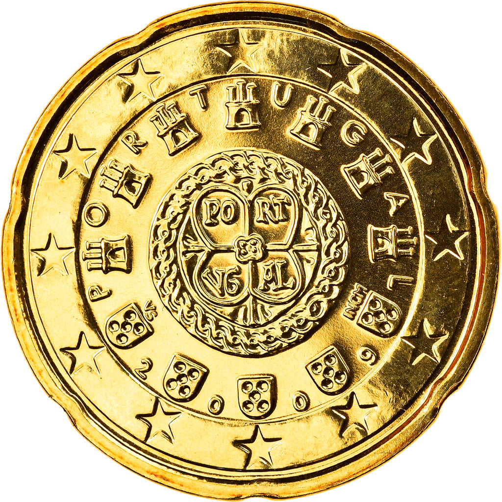 Portugal, 20 Euro Cent, 2009, Lisbon, MS(65-70), Brass, KM:764