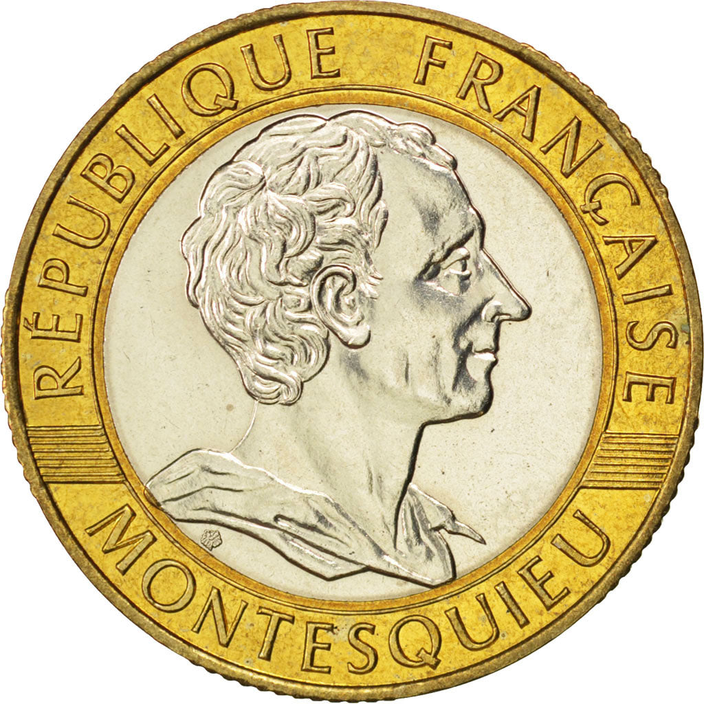 Francia, Montesquieu, 10 Francs, 1989, SPL, Bi-metallico, KM:969, Gadoury:828