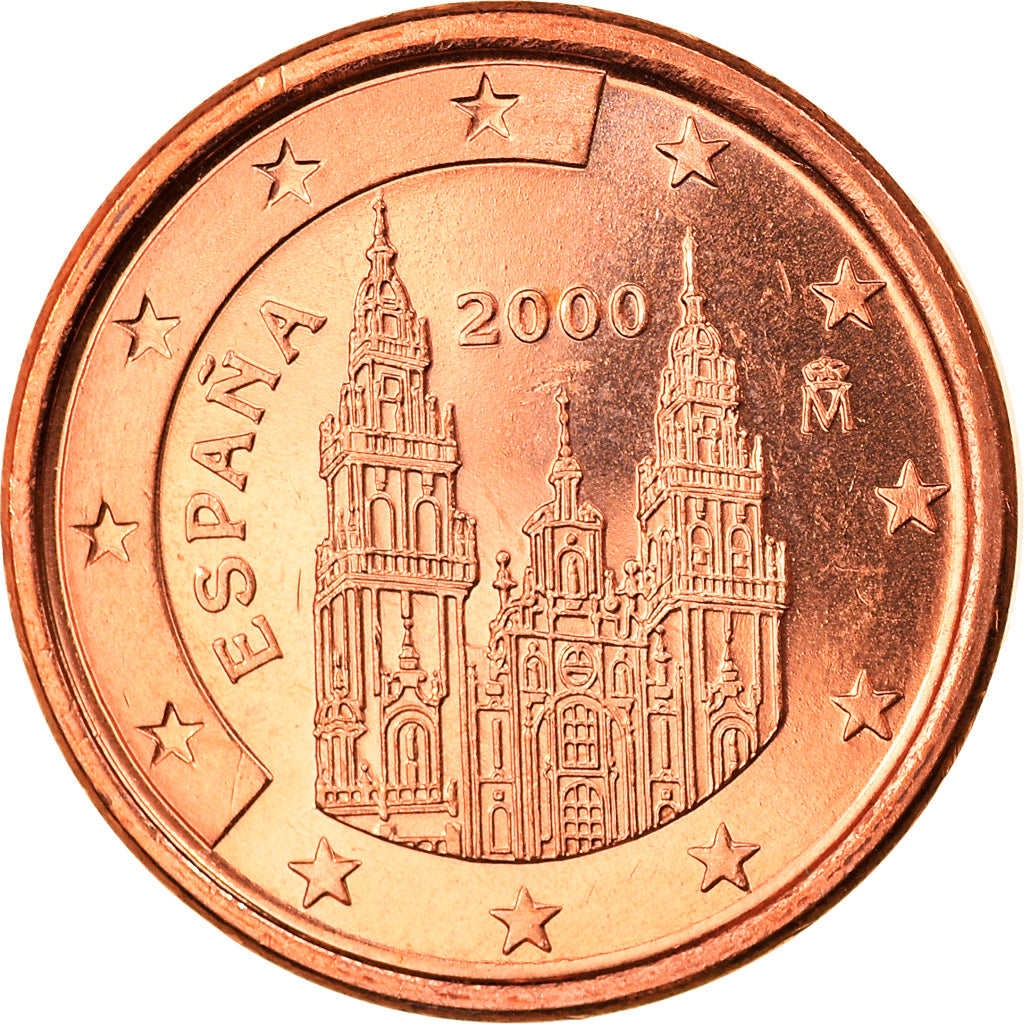 Spain, Euro Cent, 2000, Madrid, MS(65-70), Copper Plated Steel, KM:1040