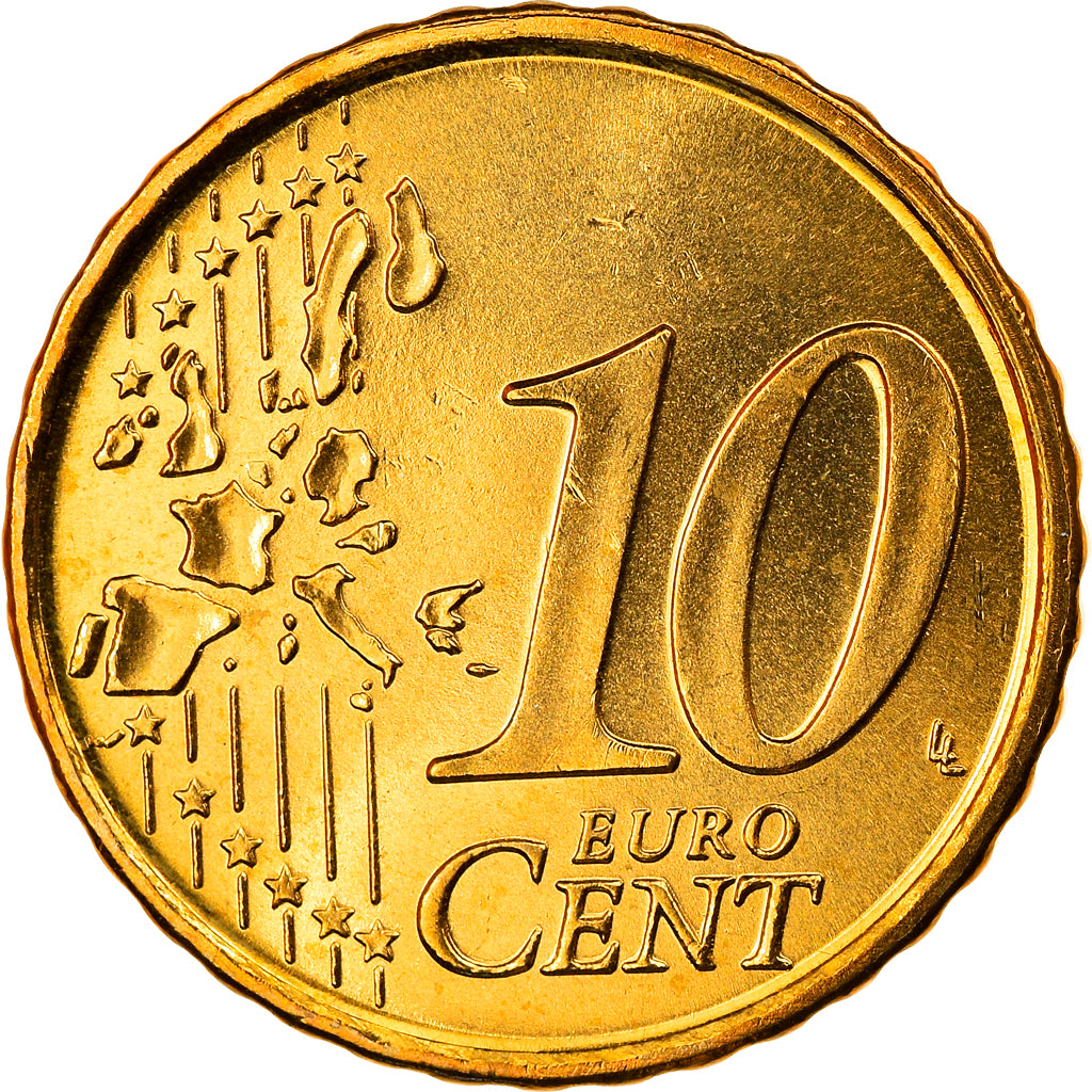 Spagna, 10 Euro Cent, 2000, Madrid, FDC, Ottone, KM:1043