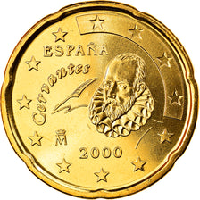 Spagna, 20 Euro Cent, 2000, Madrid, FDC, Ottone, KM:1044