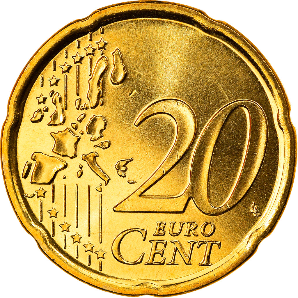 Spagna, 20 Euro Cent, 2000, Madrid, FDC, Ottone, KM:1044