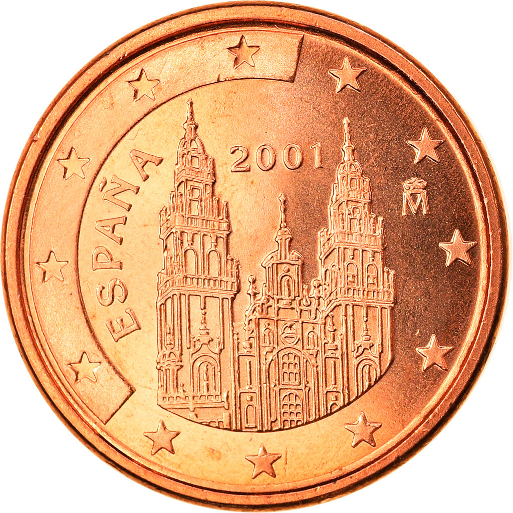 Spain, Euro Cent, 2001, Madrid, MS(65-70), Copper Plated Steel, KM:1040