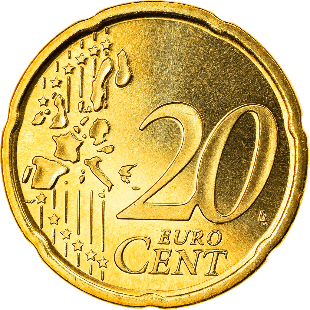 Espanha, 20 Euro Cent, 2001, Madrid, MS(65-70), Latão, KM:1044