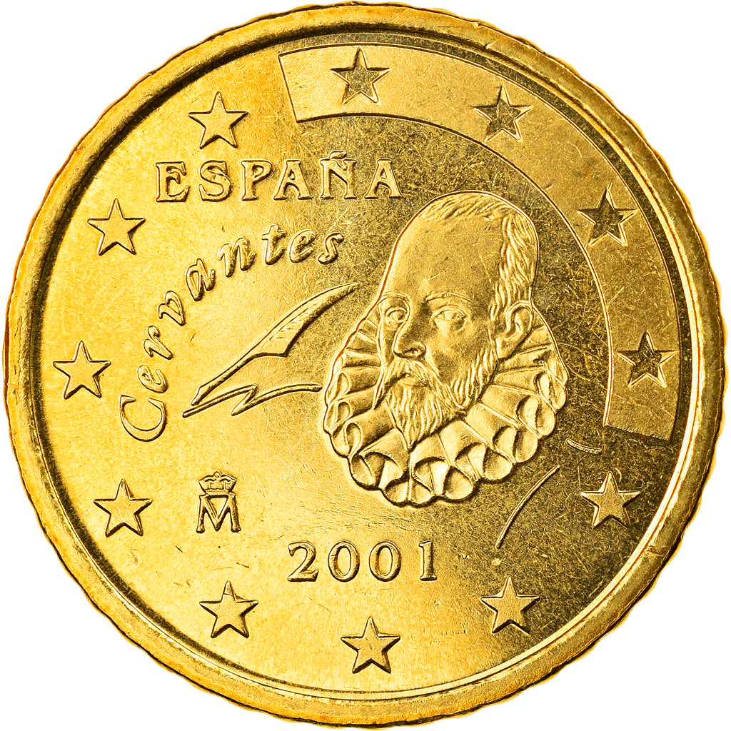 Espanha, 50 Euro Cent, 2001, Madrid, MS(65-70), Latão, KM:1045