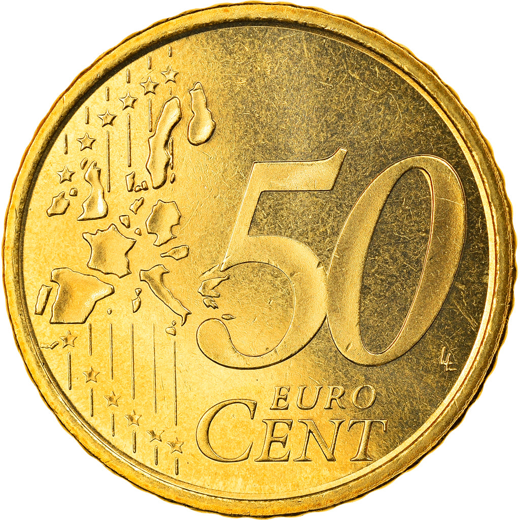 Espanha, 50 Euro Cent, 2001, Madrid, MS(65-70), Latão, KM:1045