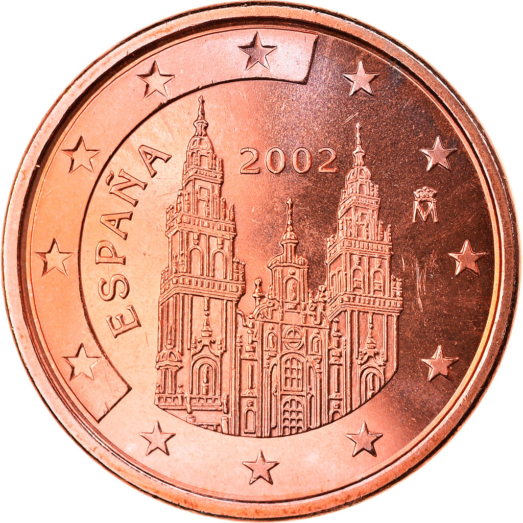 Spain, 5 Euro Cent, 2002, Madrid, MS(65-70), Copper Plated Steel, KM:1042