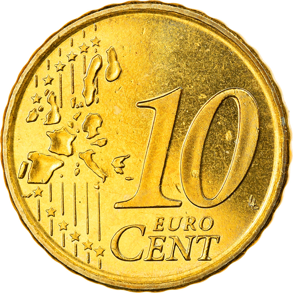 Espanha, 10 Euro Cent, 2002, Madrid, MS(65-70), Latão, KM:1043