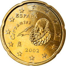 Espanha, 20 Euro Cent, 2002, Madrid, MS(65-70), Latão, KM:1044
