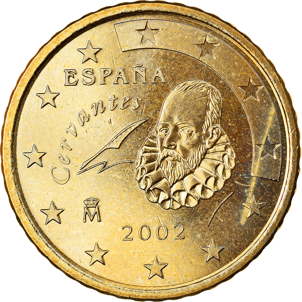 Spagna, 50 Euro Cent, 2002, Madrid, FDC, Ottone, KM:1045