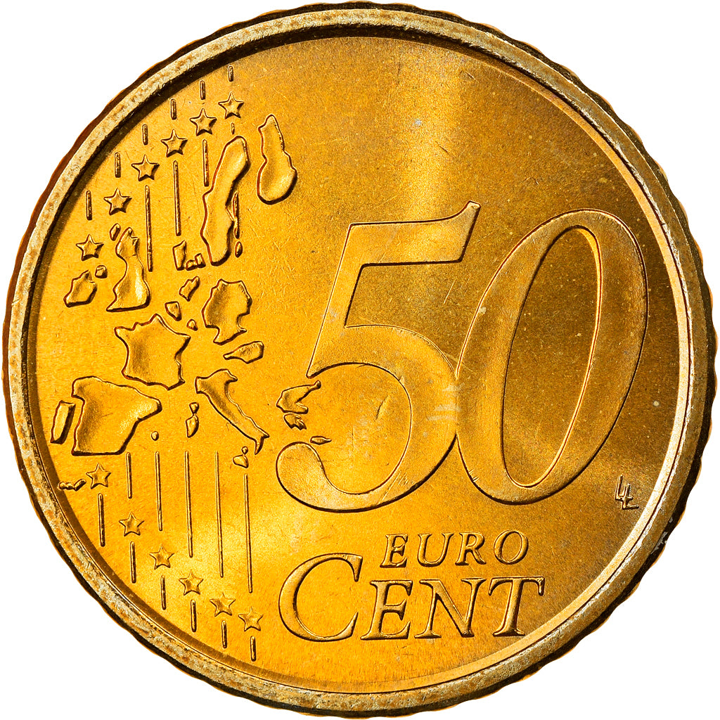 Spagna, 50 Euro Cent, 2002, Madrid, FDC, Ottone, KM:1045