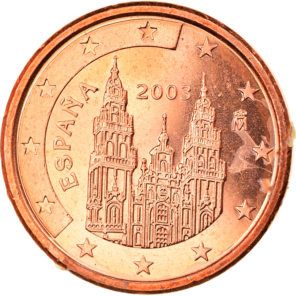 Espanha, Euro Cent, 2003, Madrid, MS(65-70), Aço Cromado a Cobre, KM:1040