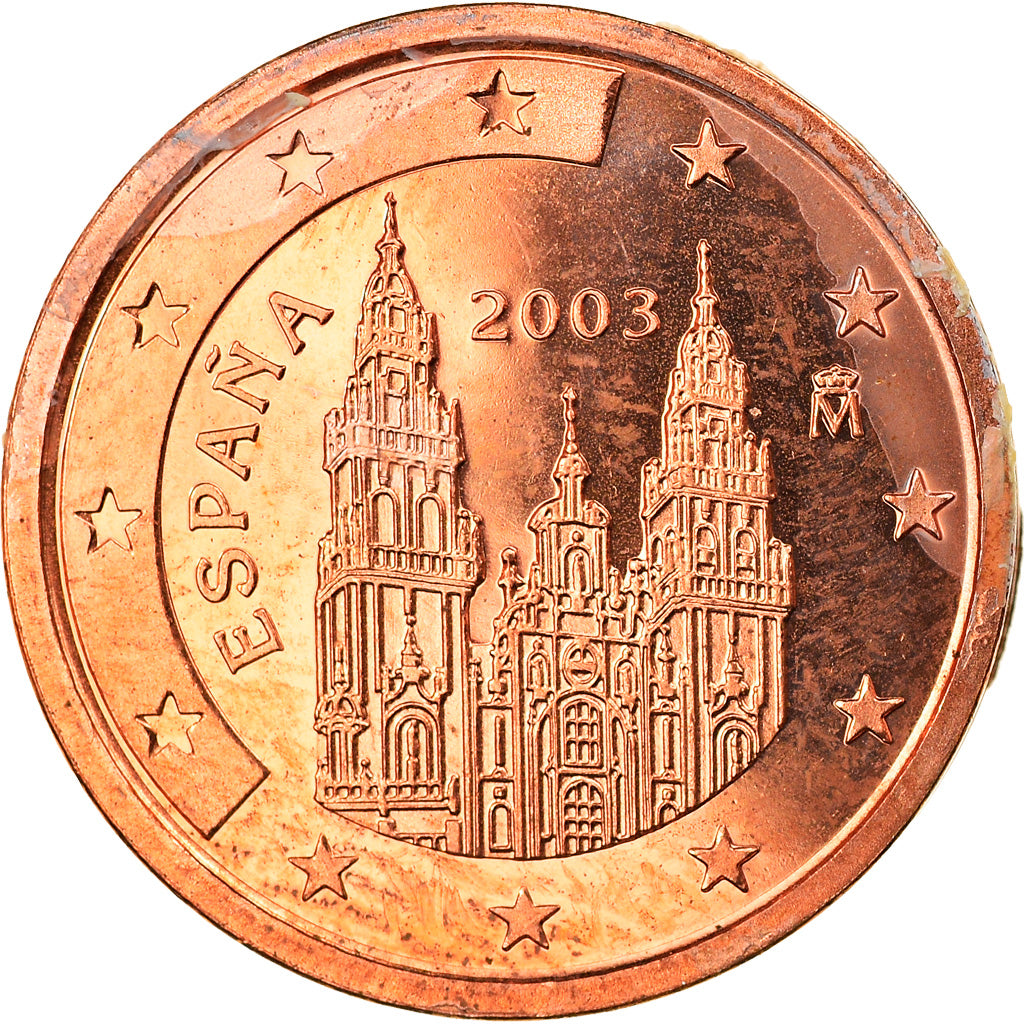 Spanien, 2 Euro Cent, 2003, Madrid, STGL, Copper Plated Steel, KM:1041