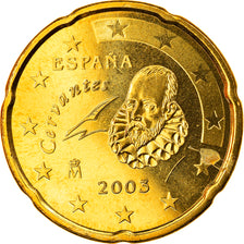 Spagna, 20 Euro Cent, 2003, Madrid, FDC, Ottone, KM:1044