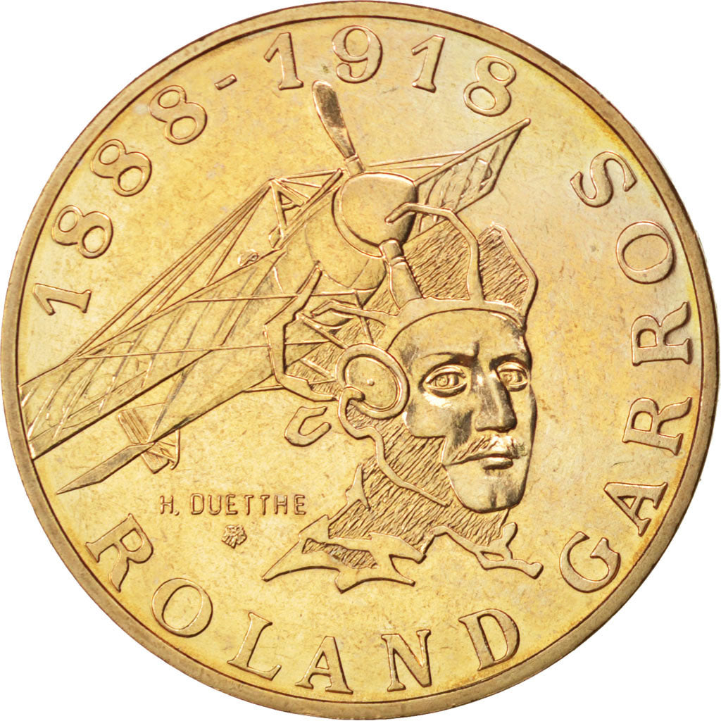 FRANCE, Roland Garros, 10 Francs, 1988, KM #965, MS(60-62), Aluminum-Bronze,...