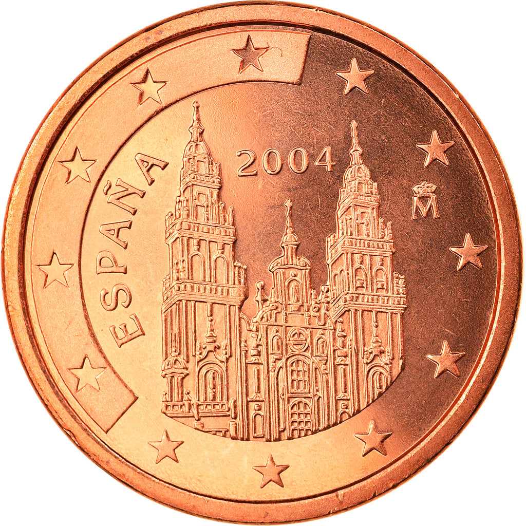 Spanien, 5 Euro Cent, 2004, Madrid, STGL, Copper Plated Steel, KM:1042