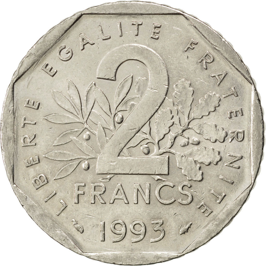 Francia, Jean Moulin, 2 Francs, 1993, BB+, Nichel, KM:1062, Gadoury:548