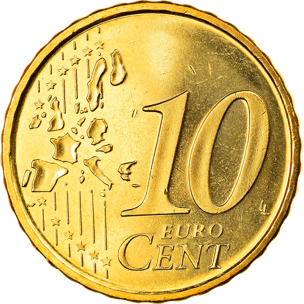 Espanha, 10 Euro Cent, 2006, Madrid, MS(65-70), Latão, KM:1043