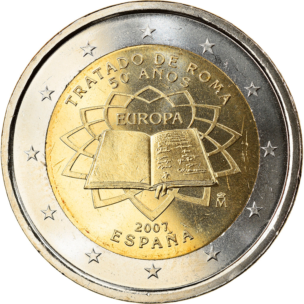Spain, 2 Euro, Traité de Rome 50 ans, 2007, Madrid, MS(65-70), Bi-Metallic