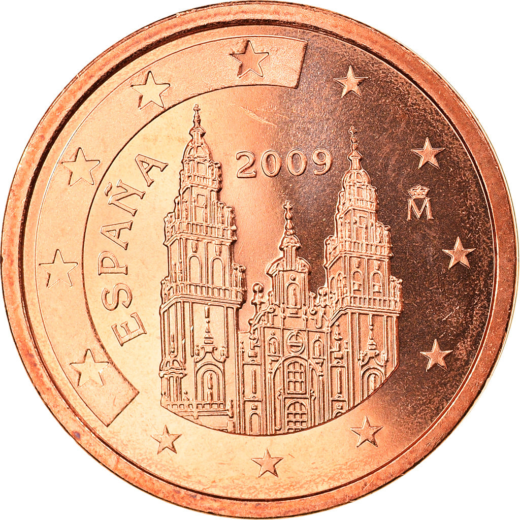 Spagna, 2 Euro Cent, 2009, Madrid, FDC, Acciaio placcato rame, KM:1041