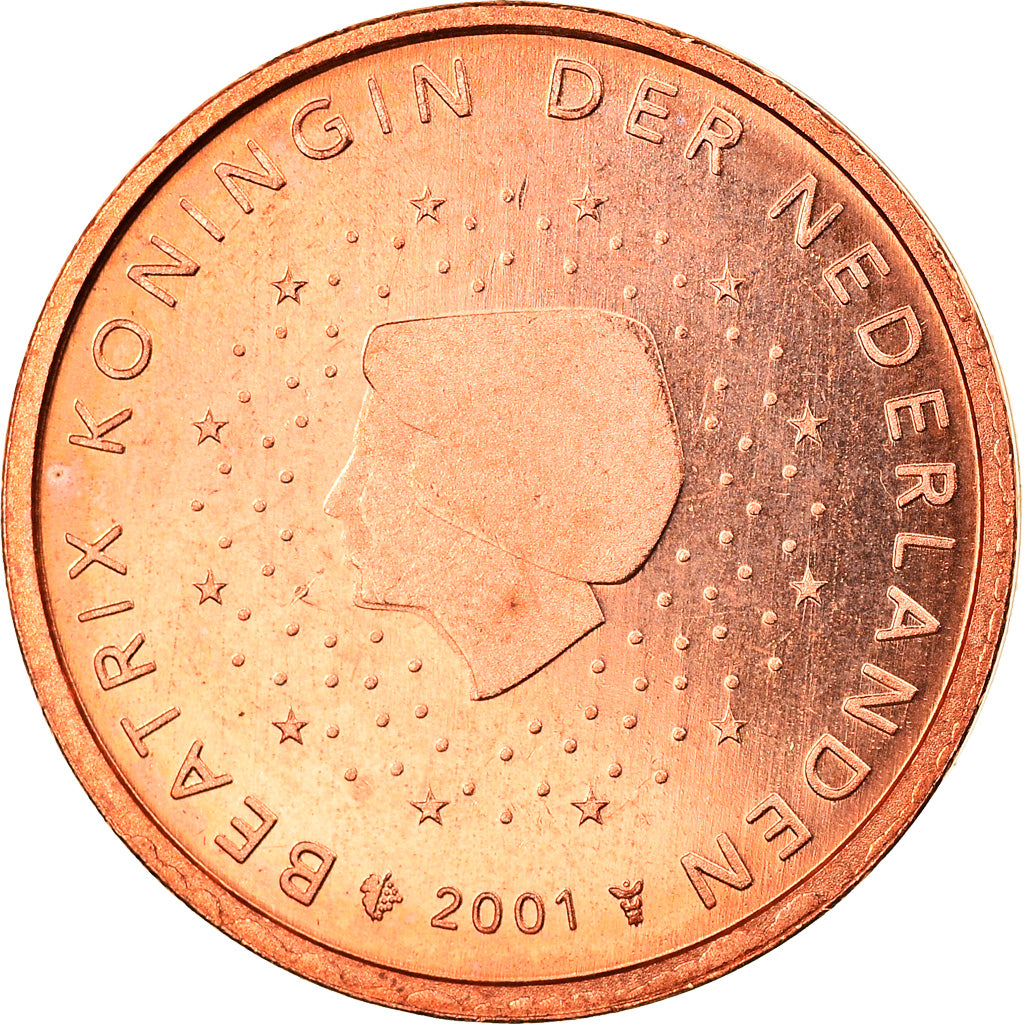 Holandia, 2 Euro Cent, 2001, Utrecht, MS(65-70), Miedź platerowana stalą