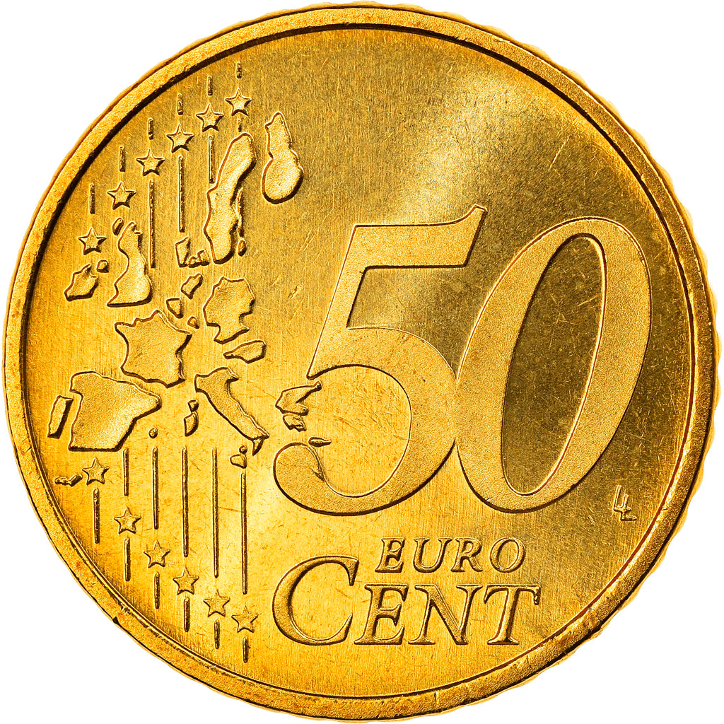 Netherlands, 50 Euro Cent, 2001, Utrecht, MS(65-70), Brass, KM:239