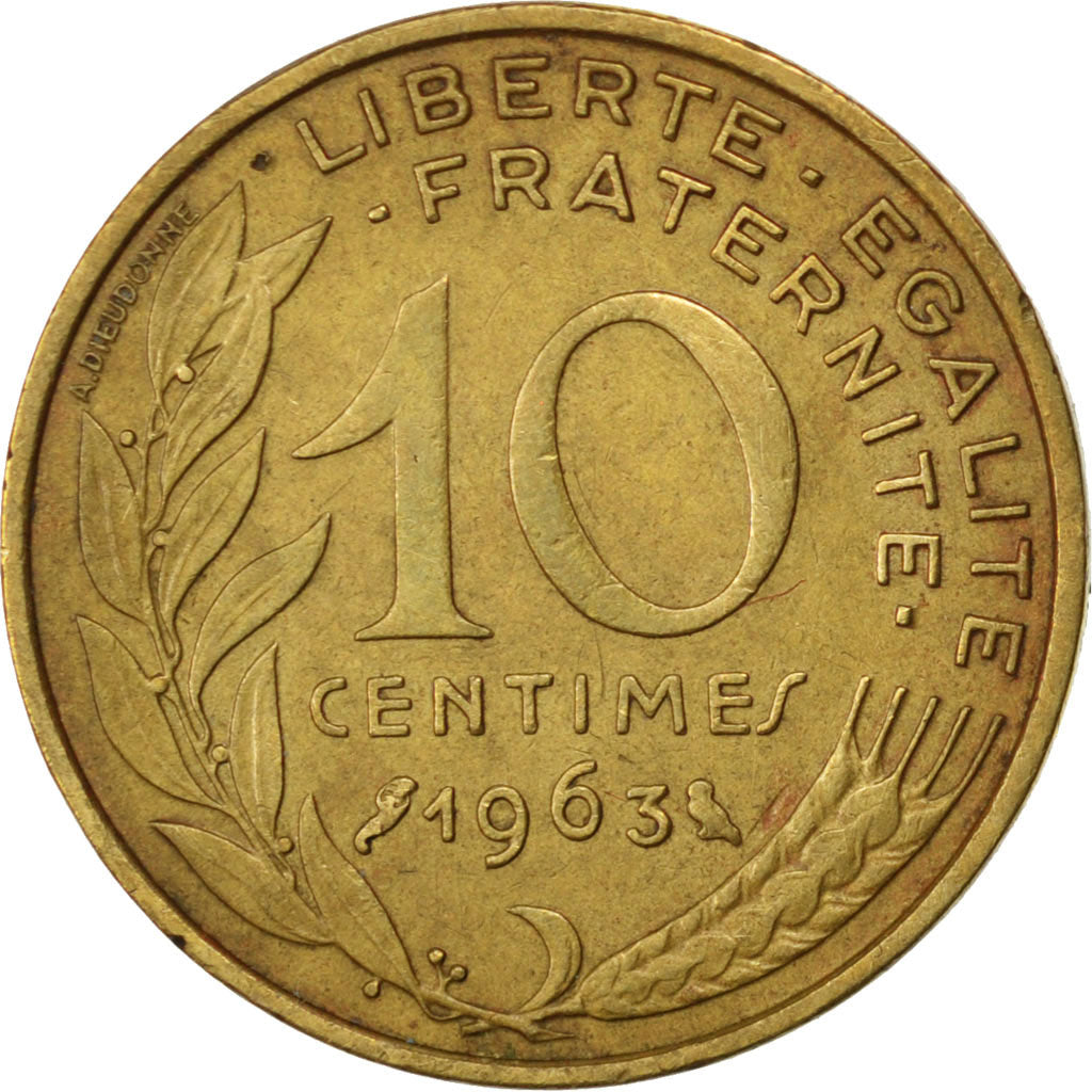 FRANCE, Marianne, 10 Centimes, 1963, Paris, KM #929, EF(40-45),...