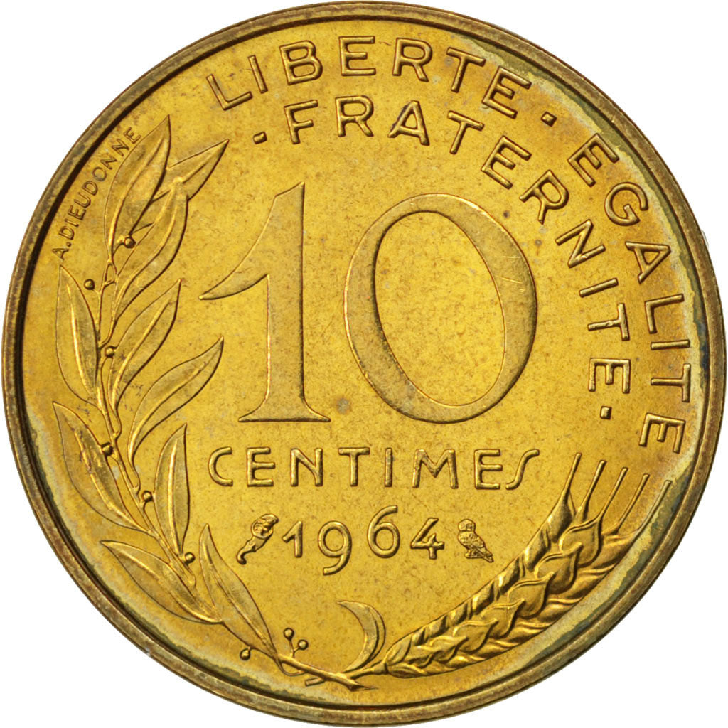 Coin, France, Marianne, 10 Centimes, 1964, MS(63), Aluminum-Bronze, KM:929