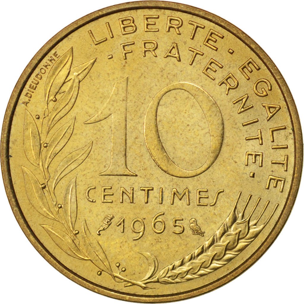 FRANCE, Marianne, 10 Centimes, 1965, Paris, KM #929, MS(60-62),...