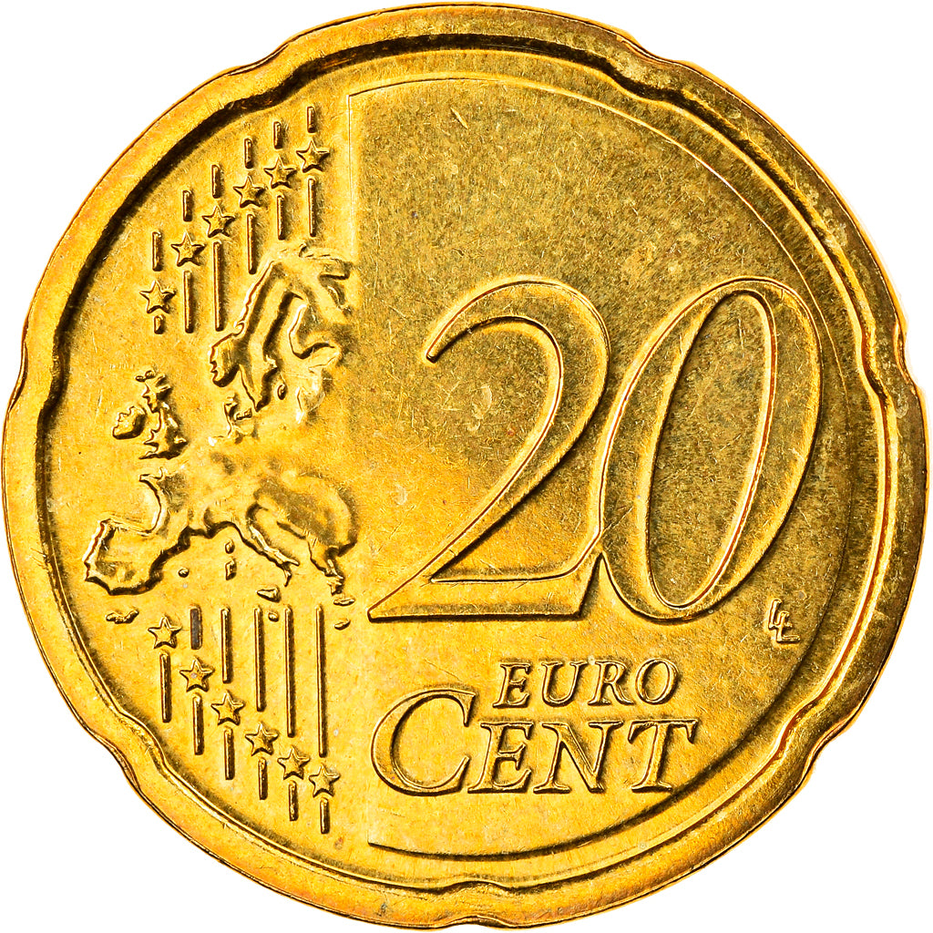 Holandia, 20 Euro Cent, 2007, Utrecht, MS(65-70), Mosiądz, KM:269