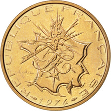 FRANCE, Mathieu, 10 Francs, 1974, KM #940, MS(63), Nickel-Brass, 26, Gadoury...