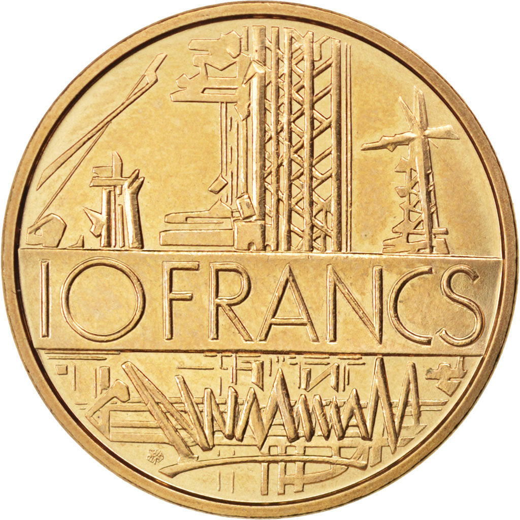 FRANCE, Mathieu, 10 Francs, 1974, KM #940, MS(63), Nickel-Brass, 26, Gadoury...