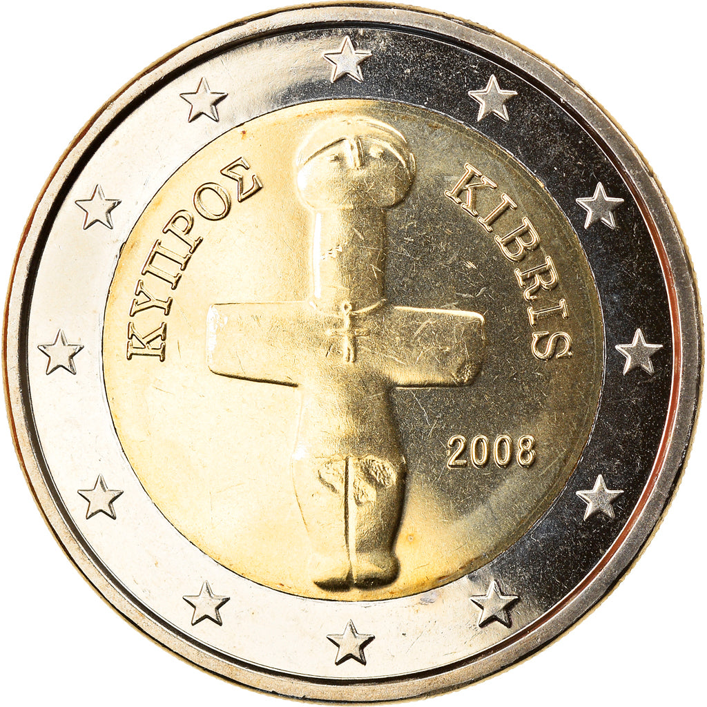 Cypr, 2 Euro, 2008, MS(65-70), Bimetaliczny, KM:85